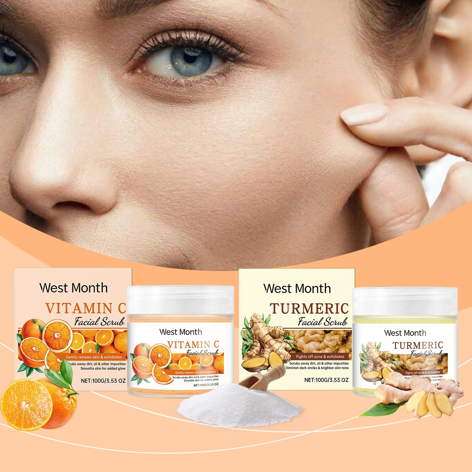 Facial Scrub Gently Cleanses Facial Skin, Exfoliates, Moisturizes, Moisturizes And Brightened