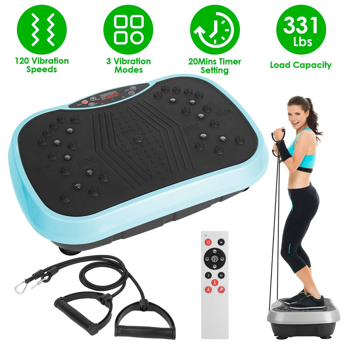 Vibration Exercise Machine With Resistant Bands Remote Control Whole Body Vibration Platform Workout Equipment Home Fitness Training Equipment For Wei