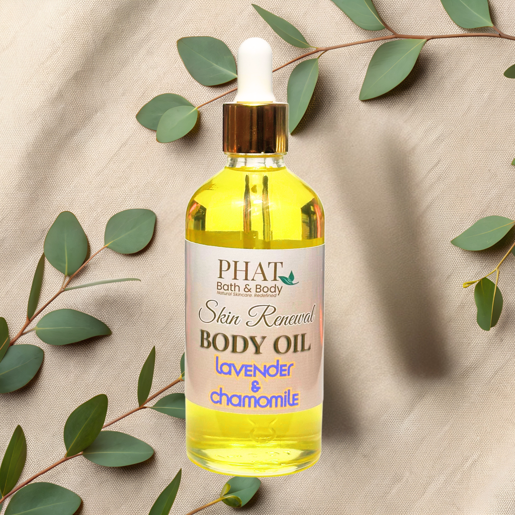 Lavender & Chamomile Skin Renewal Natural Body Oil with Rosehip Carrot Seed & Essential Oils Skin Therapy | 3.2 oz