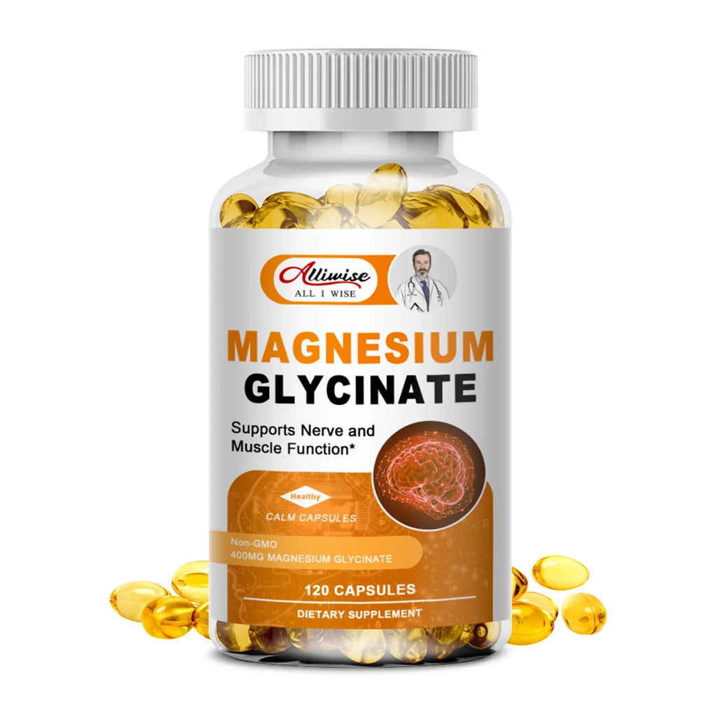 Magnesium Glycinate Supplement 400mg Magnesium with Vitamin D3 & B6 Supports Bone, Memory, Calm, Mood & improve Sleep, 120pcs