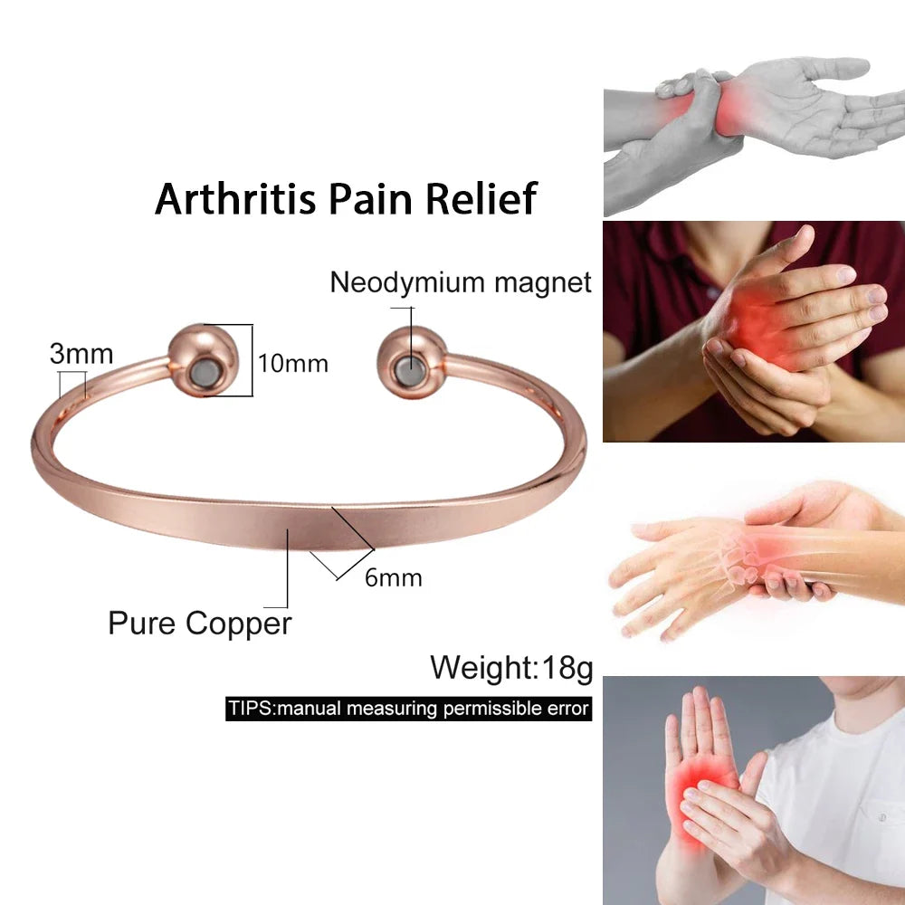 Vinterly Pure Copper Bracelets Magnetic Shiny Adjustable Bangles Arthritis Pain Relief Health Magnet Jewelry Anti Radiation