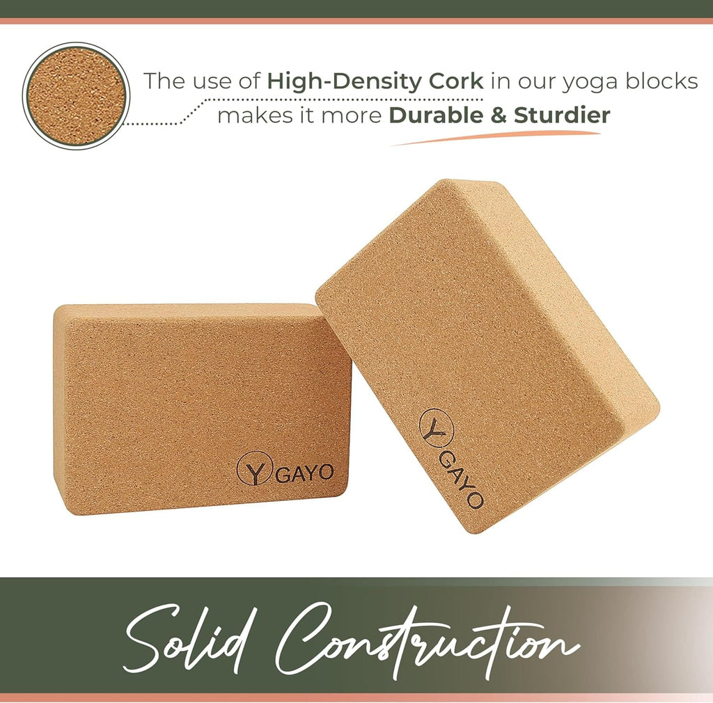 Premium Cork All-in-One Yoga Essentials Kit -Large Cork Yoga Mat and Blocks Set