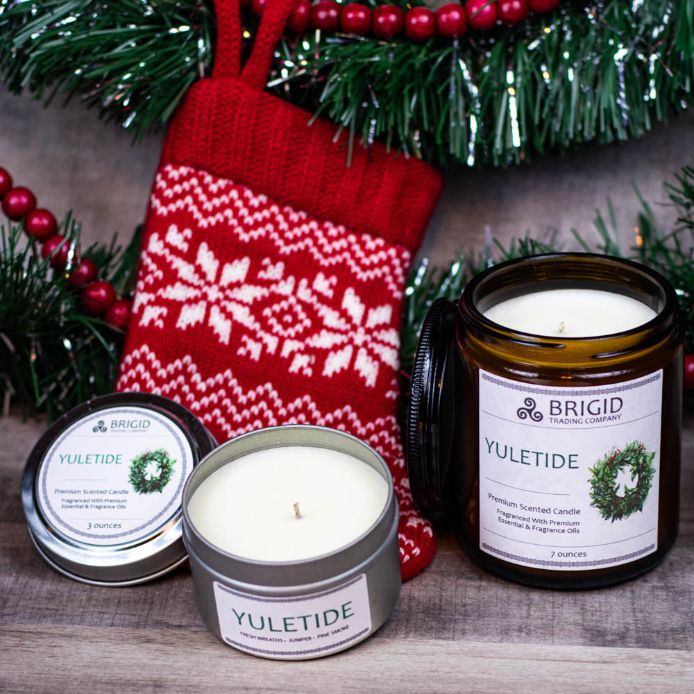 Yuletide Soy Wax Candle - Juniper, Christmas Wreaths, Pine Trees, and Bonfire Smoke
