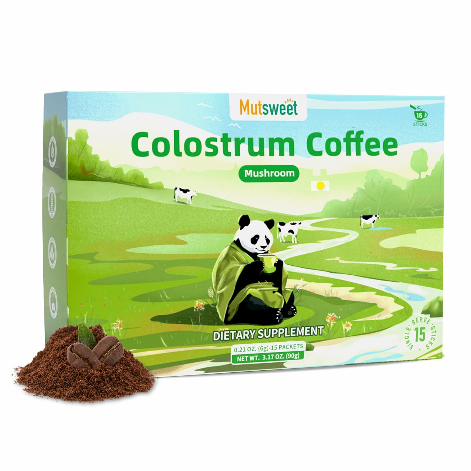 Mutsweet Colostrum Coffee 10 Mushroom Blend Immune Support 15 Servings