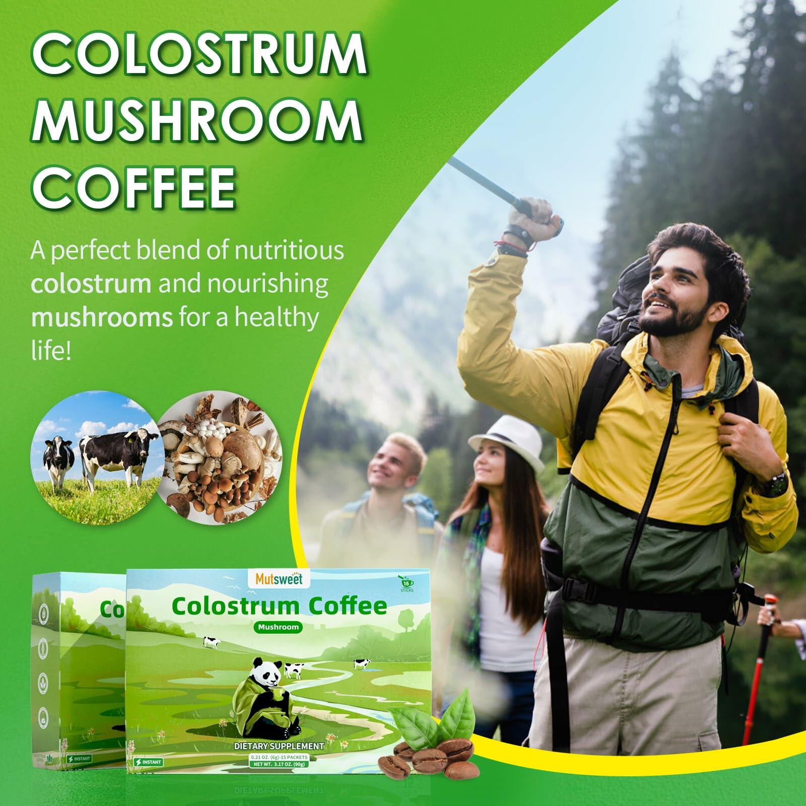 Mutsweet Colostrum Coffee 10 Mushroom Blend Immune Support 15 Servings
